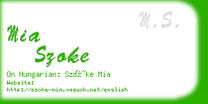 mia szoke business card
